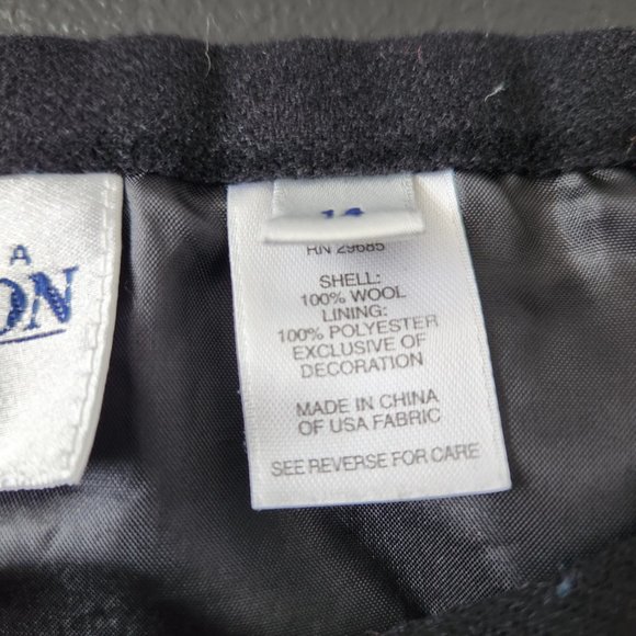 Vintage 90s Pendleton Black Floral Embroidered Midi Skirt Wool Cottage Size 14 - Picture 8 of 11